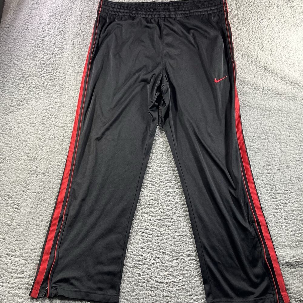 Nike Basketball Track Pants Men Medium Black Red Athletic Zip Ankle Warmup 38x31